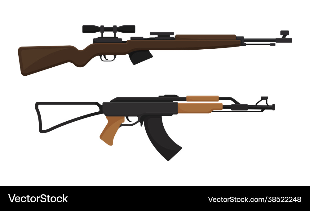 Handguns or rifle models with firing trigger Handguns or rifle models with firing trigger vector image