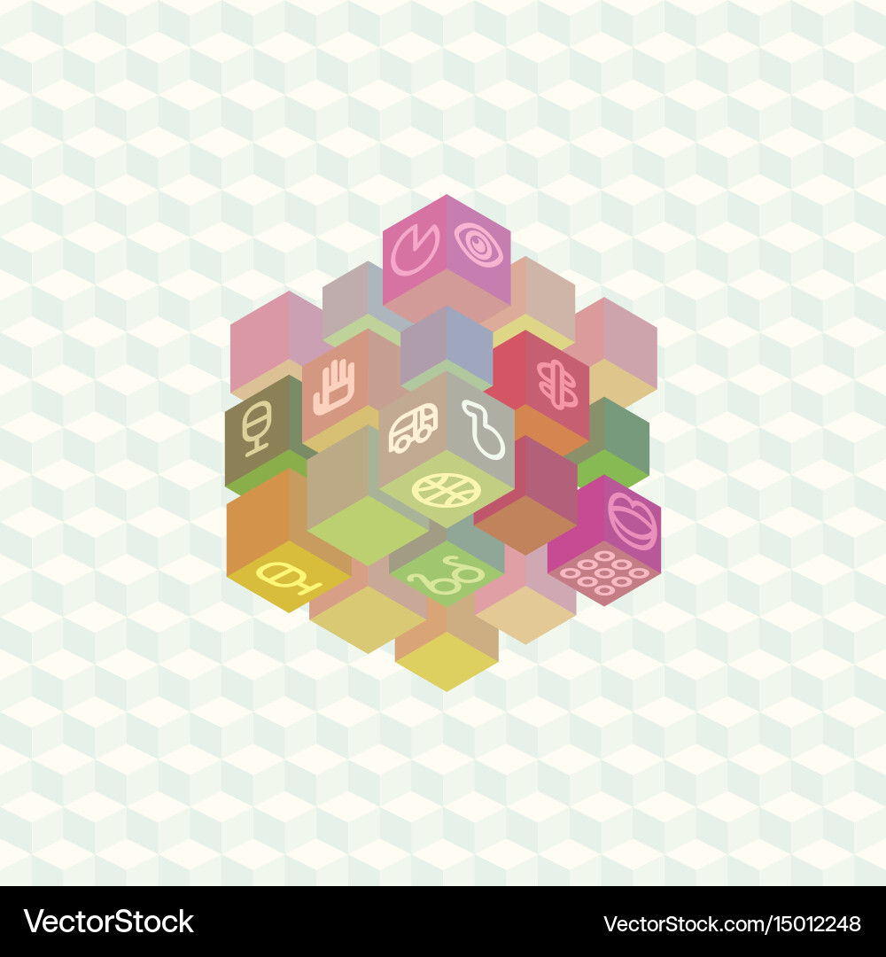 Isometric projection infographic array of cubes vector image