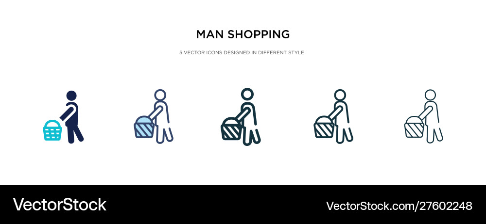 Man shopping icon in different style two colored Man shopping icon in different style two colored vector image
