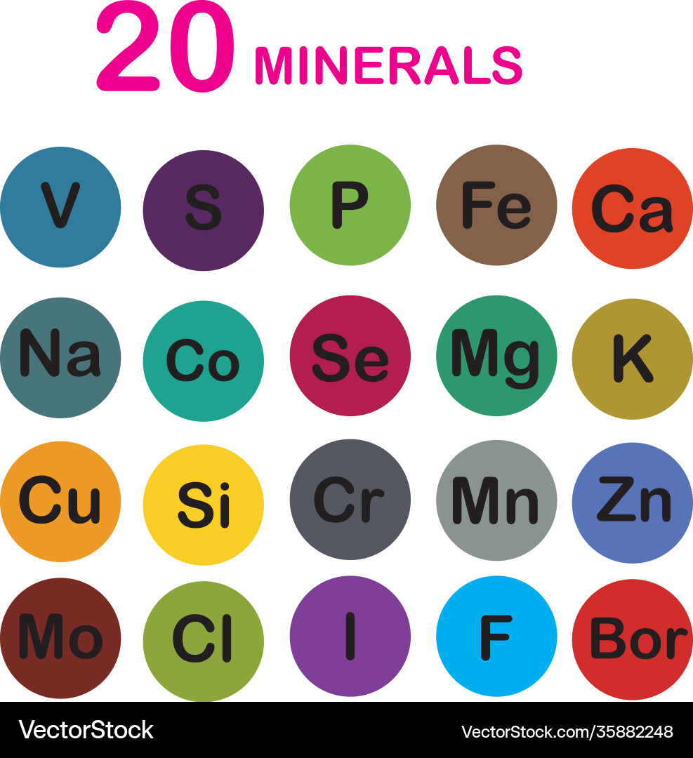 Minerals microelements and macro elements useful Minerals microelements and macro elements useful vector image