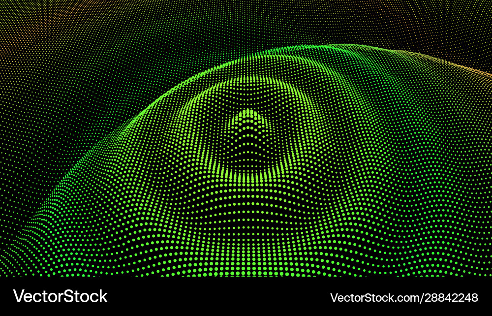 Particle 3d wavy ripple effect color grid surface vector image