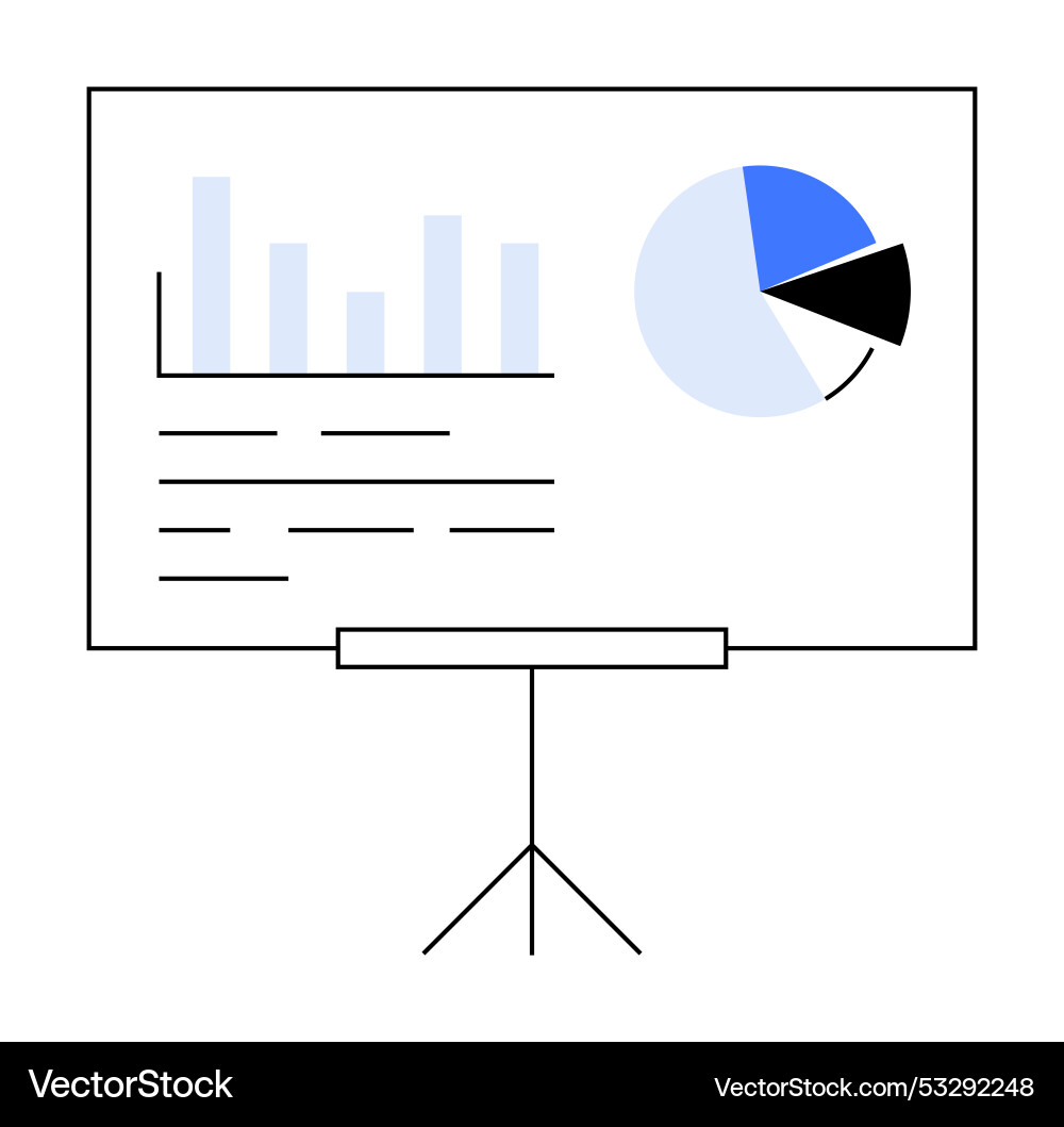 Presentation board with bar graph and pie chart Presentation board with bar graph and pie chart vector image