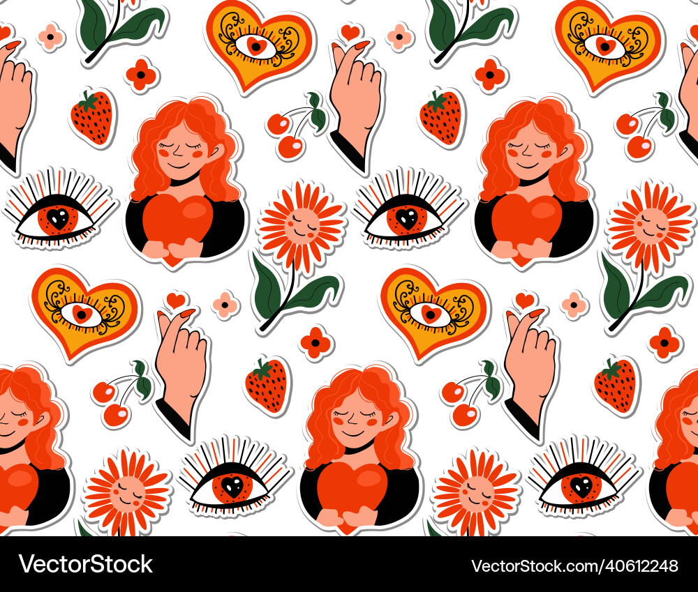 Seamless doodle love pattern happy valentines day Seamless doodle love pattern happy valentines day vector image