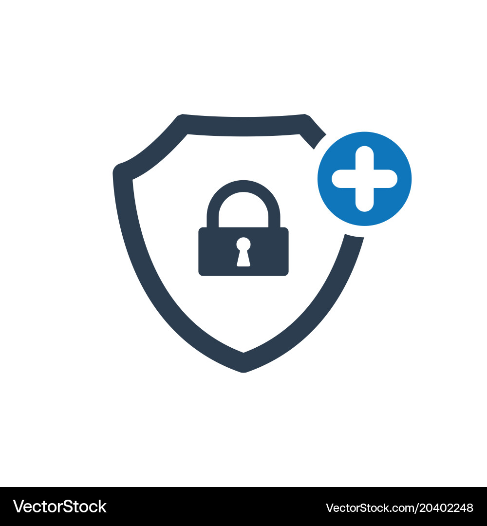 Security icon with add sign vector image
