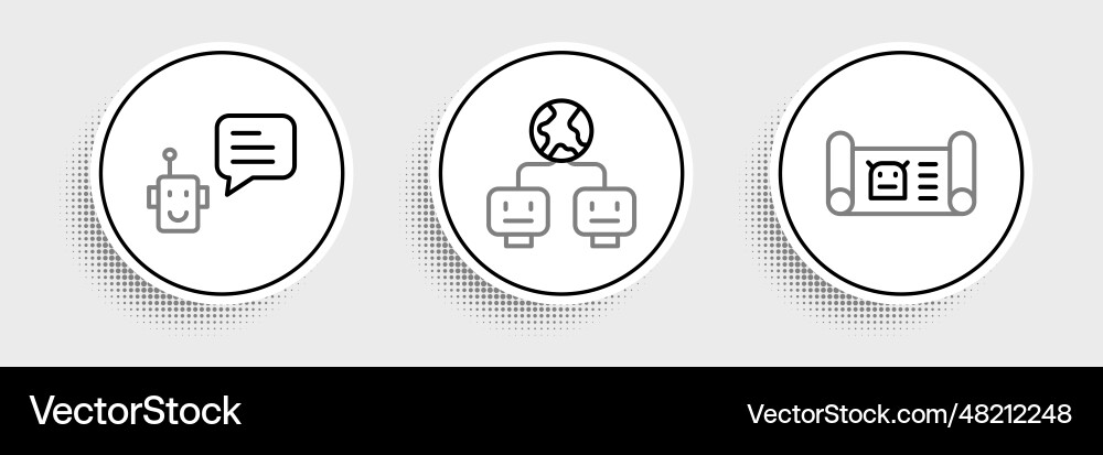 Set line robot blueprint bot and artificial Set line robot blueprint bot and artificial vector image