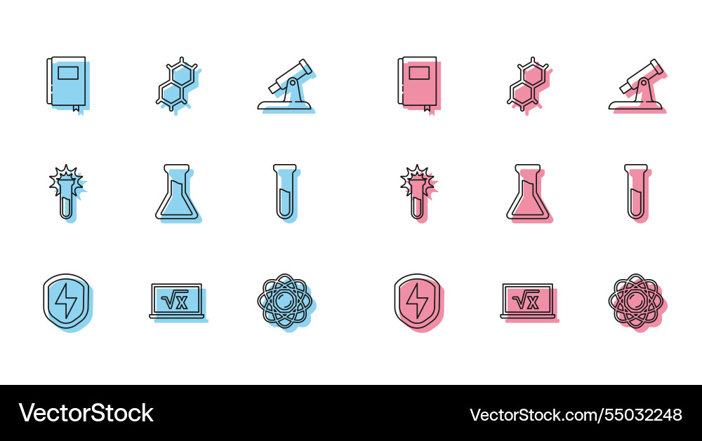 Set line secure shield with lightning square root Set line secure shield with lightning square root vector image
