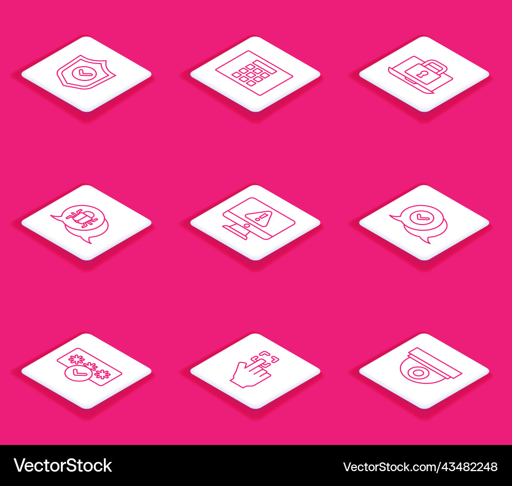 Set line shield with check mark password Set line shield with check mark password vector image