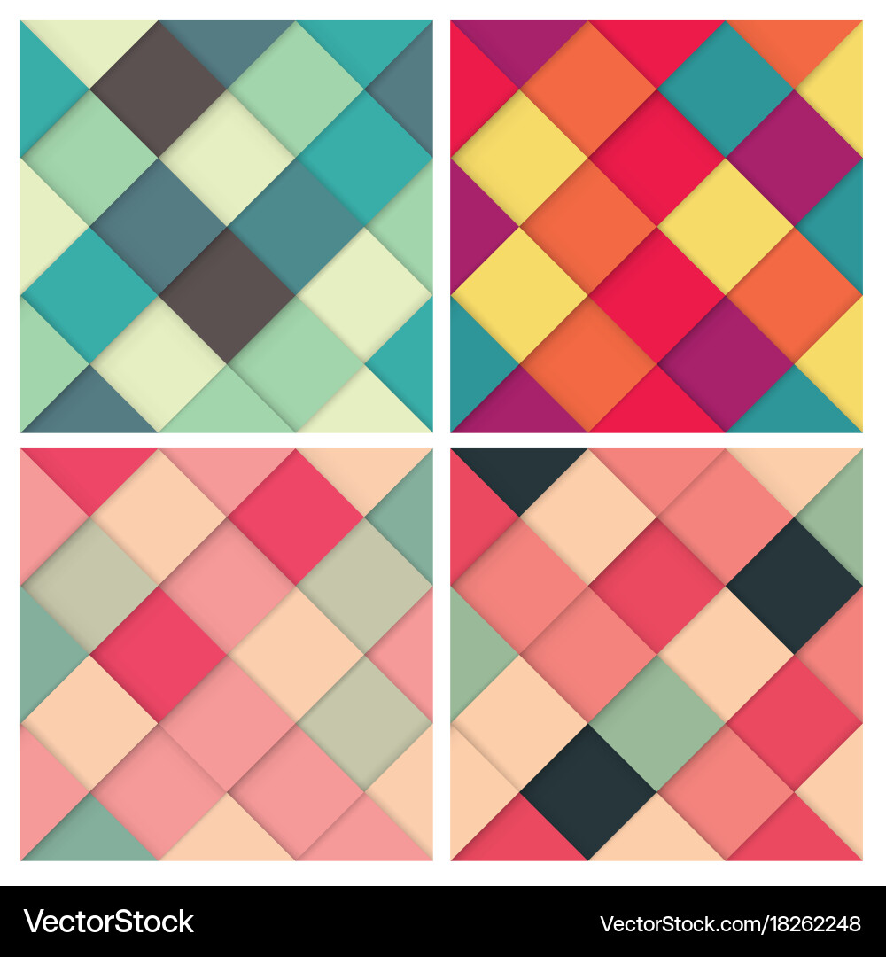 Set of square colorful retro background Vector Image