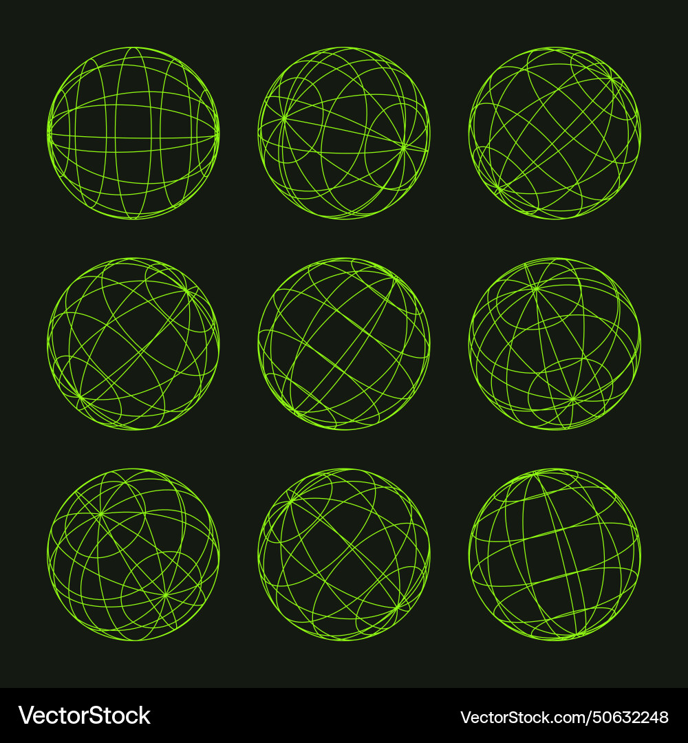 Wireframe shapes lined sphere perspective mesh Wireframe shapes lined sphere perspective mesh vector image