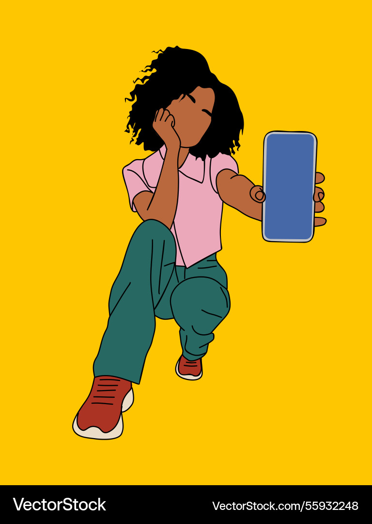 Young business woman holding smart phone Young business woman holding smart phone vector image