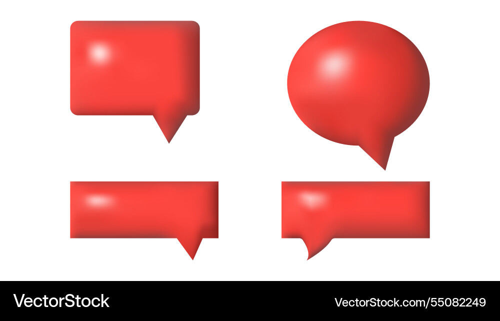 3d speech bubbles different shapes message icon 3d speech bubbles different shapes message icon Vector Image