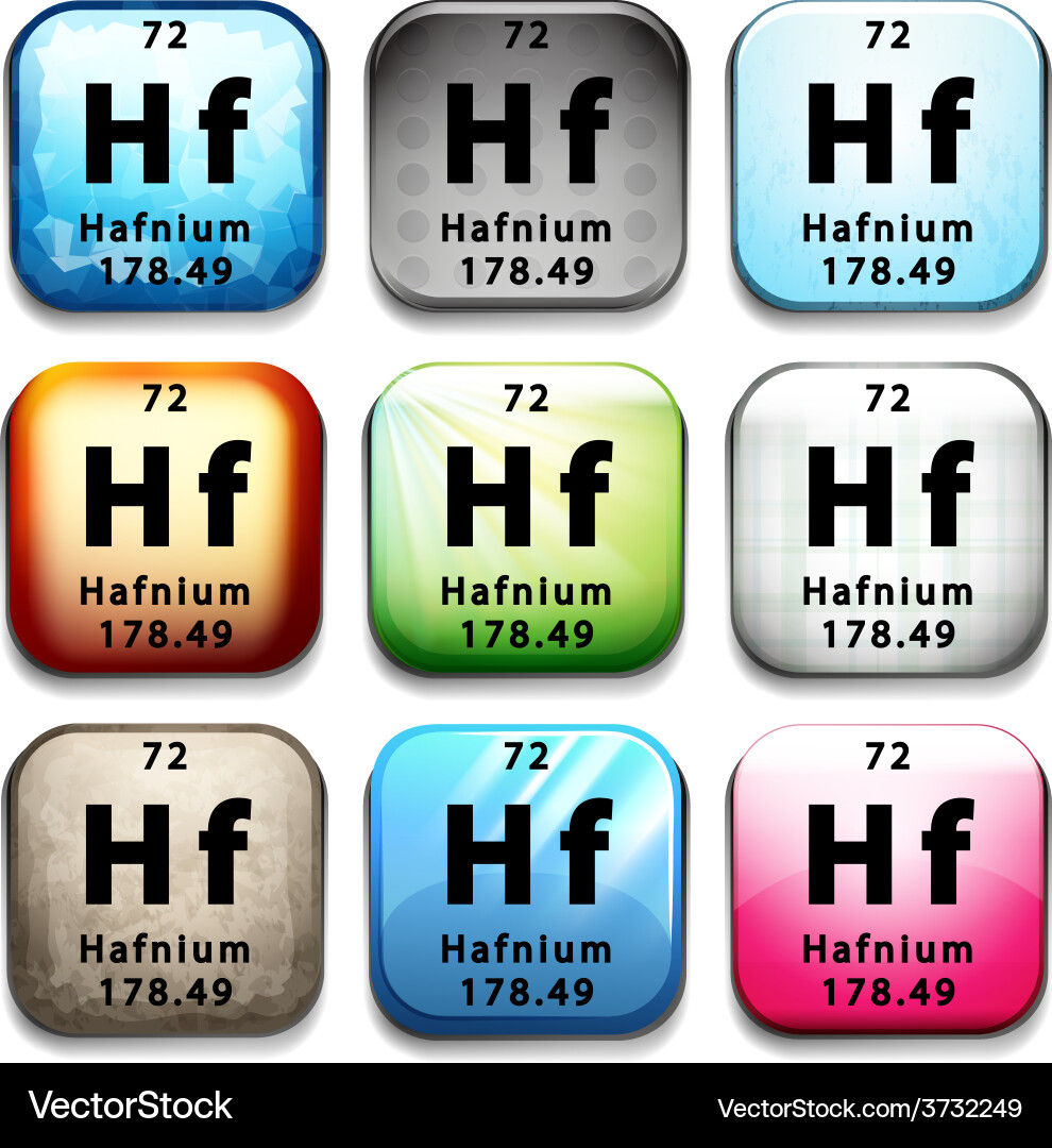 A button showing the element hafnium Vector Image