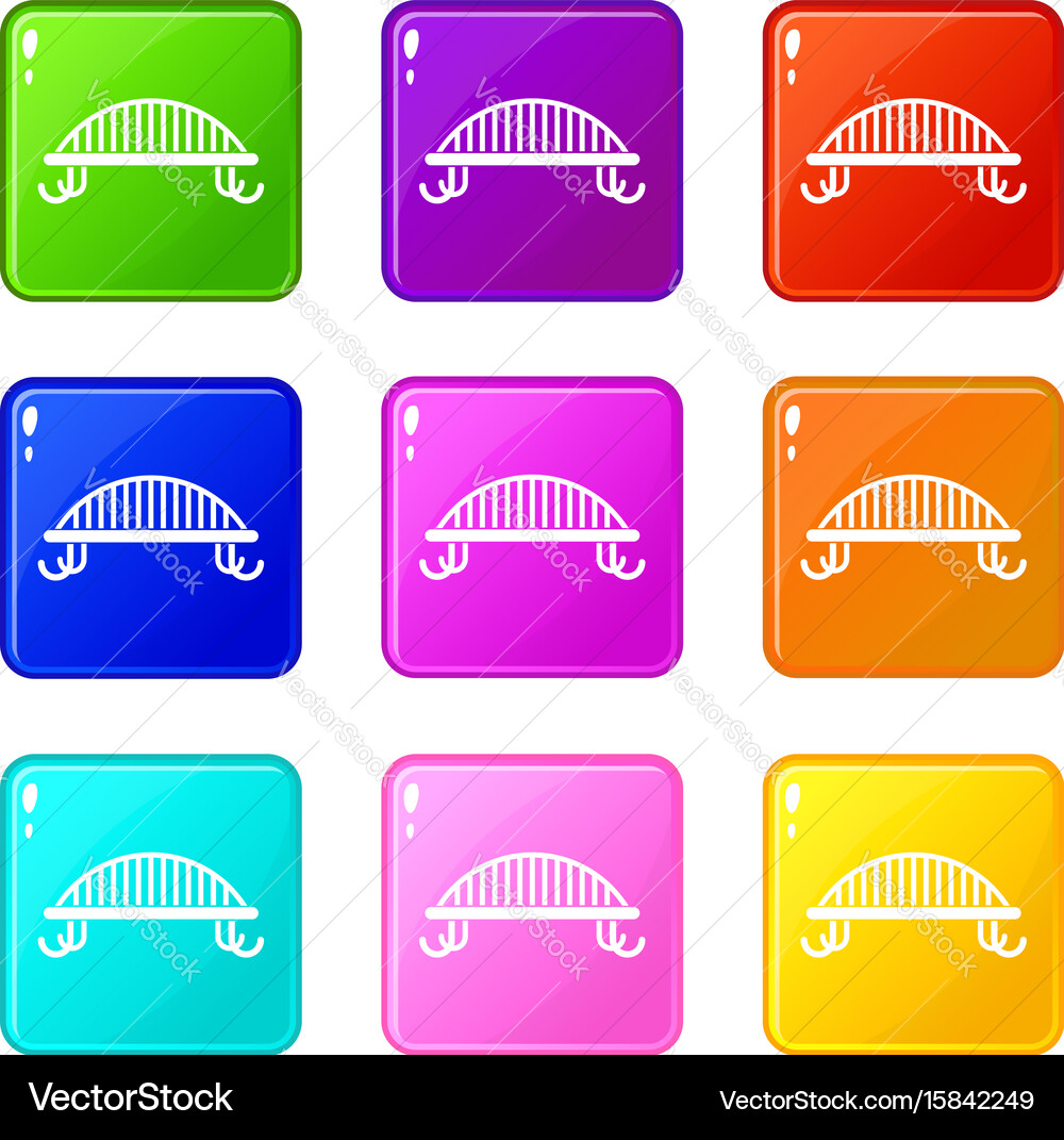Bench with backrest icons 9 set Vector Image