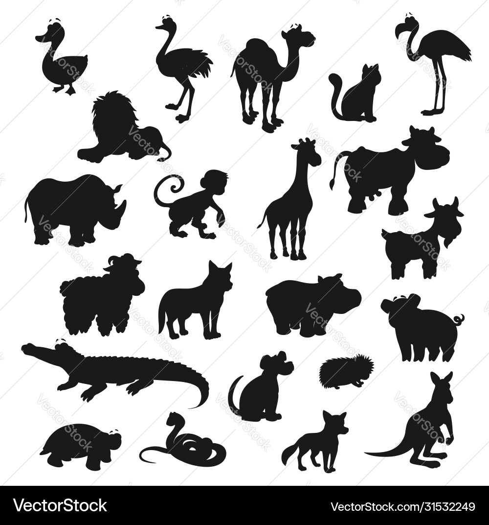 Black Animal Silhouettes Vector Image