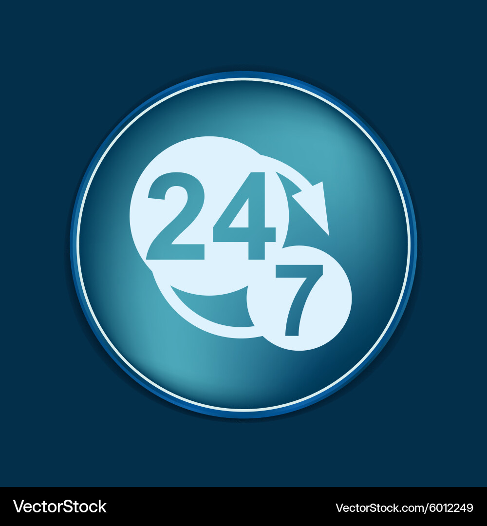 Character 24 7 open hours a day and days vector image