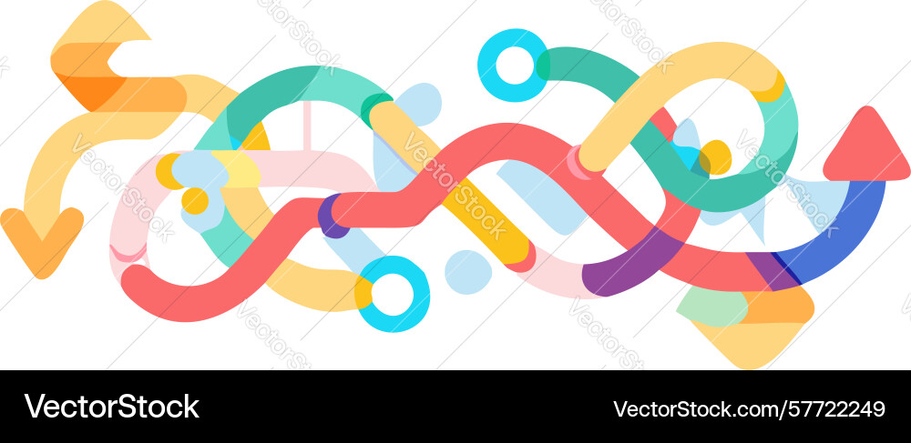 Colorful interconnected arrows forming a dynamic Vector Image