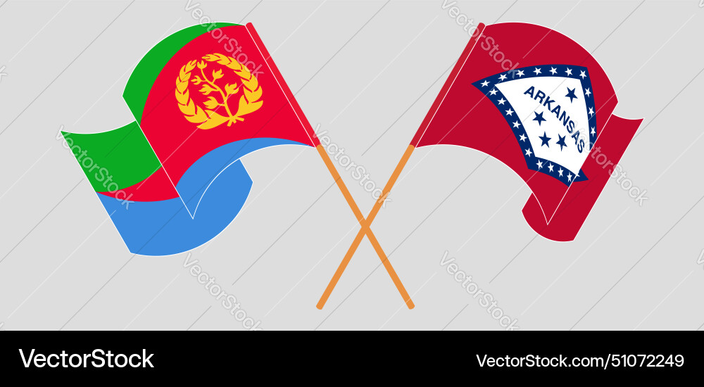 Crossed and waving flags of eritrea the state Vector Image