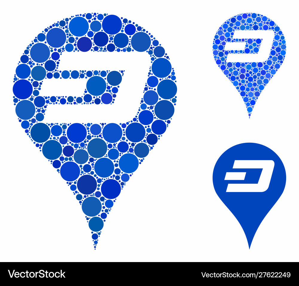 Dashcoin map pointer mosaic icon circles Dashcoin map pointer mosaic icon circles vector image