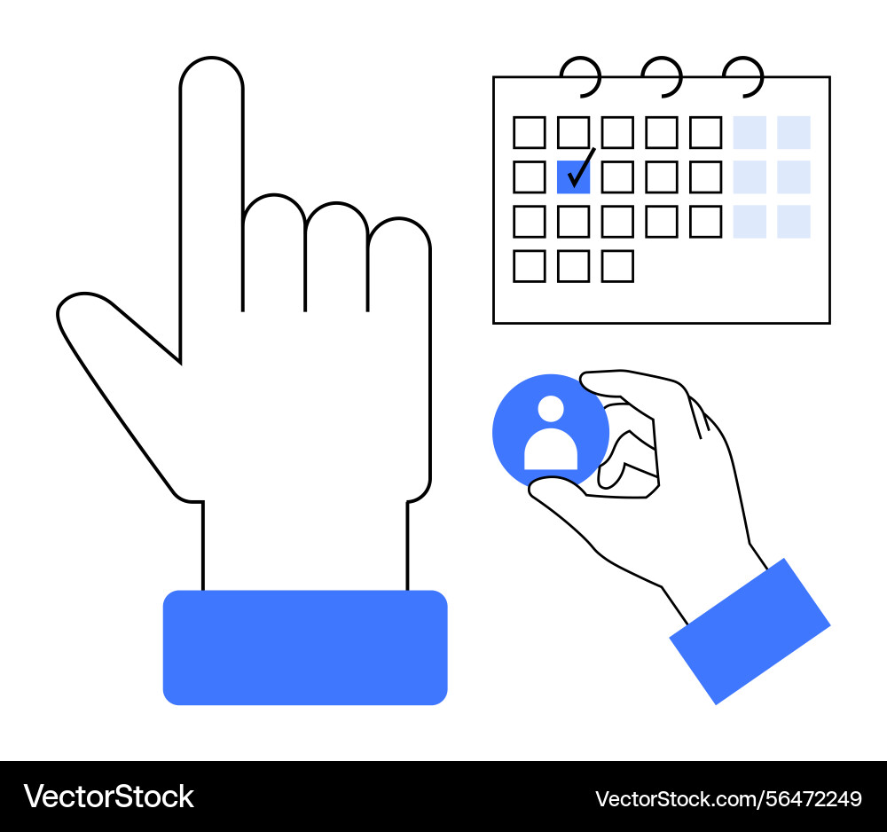 Hand pointing at calendar with marked date Hand pointing at calendar with marked date vector image
