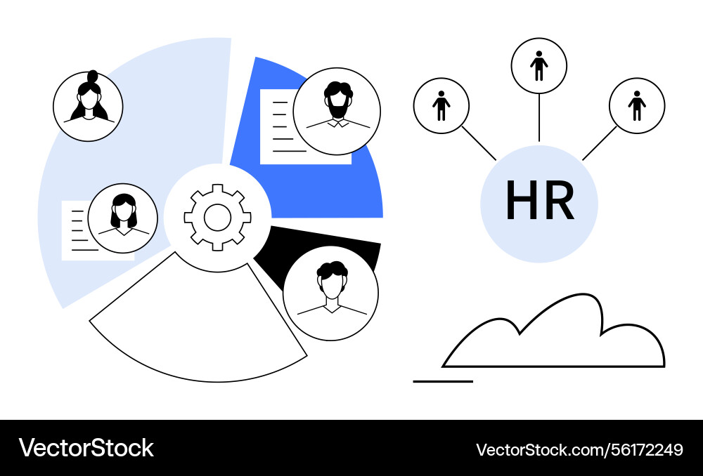 Hr process workflow with team profiles and data Hr process workflow with team profiles and data vector image