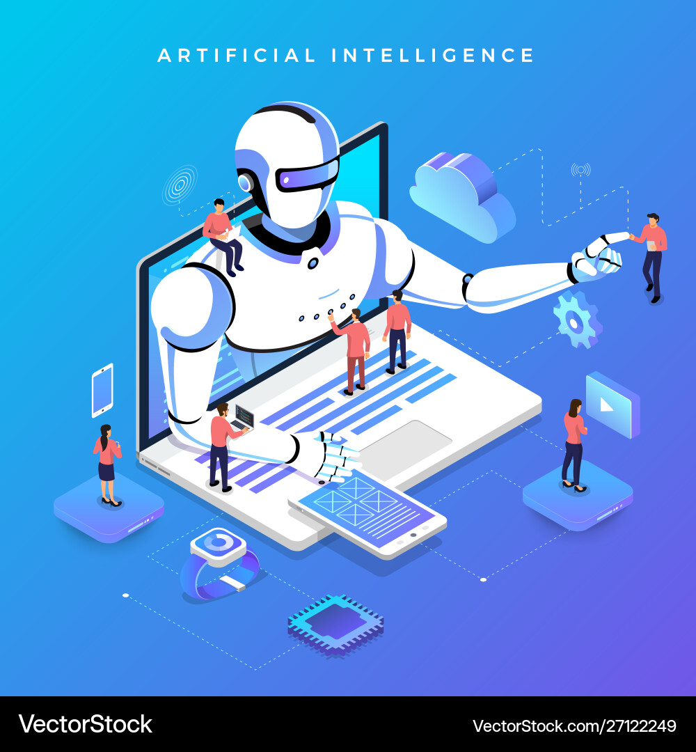 Isometric AI Technology Concepts Vector Image