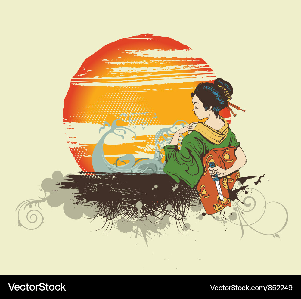 Japanese Geisha T-Shirt Vector Image