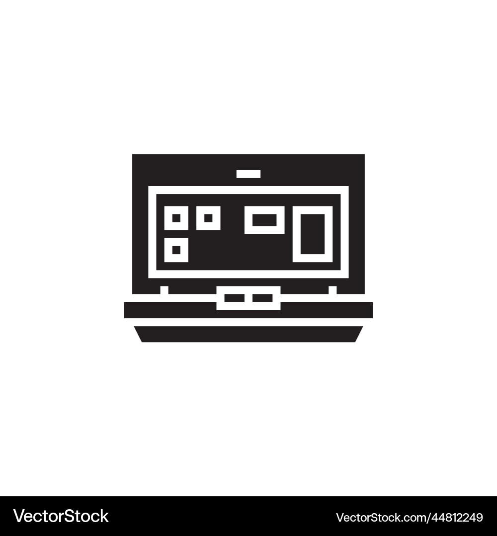 Laptop icon computer component solid style Laptop icon computer component solid style vector image