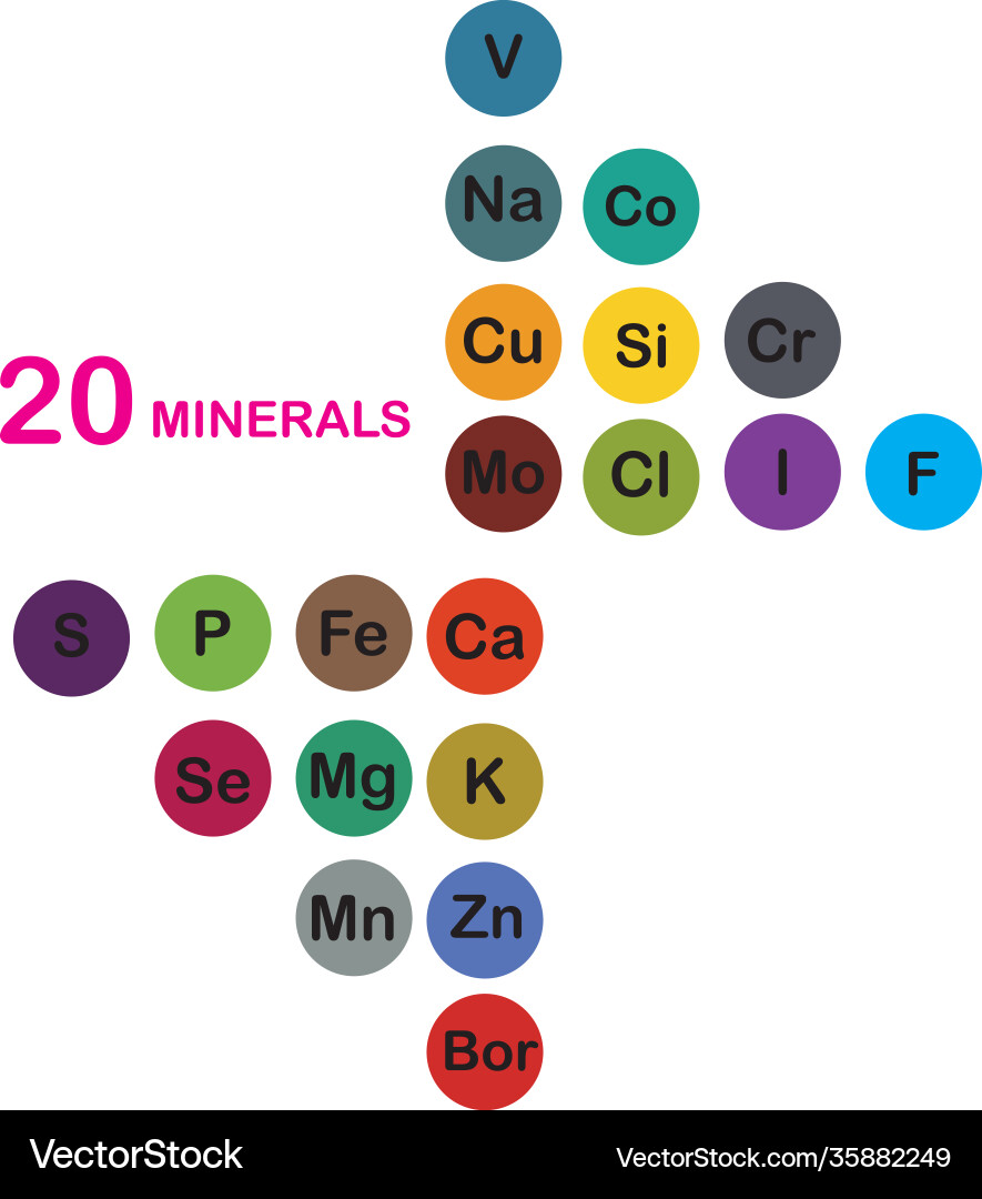 Minerals microelements and macro elements useful Minerals microelements and macro elements useful vector image