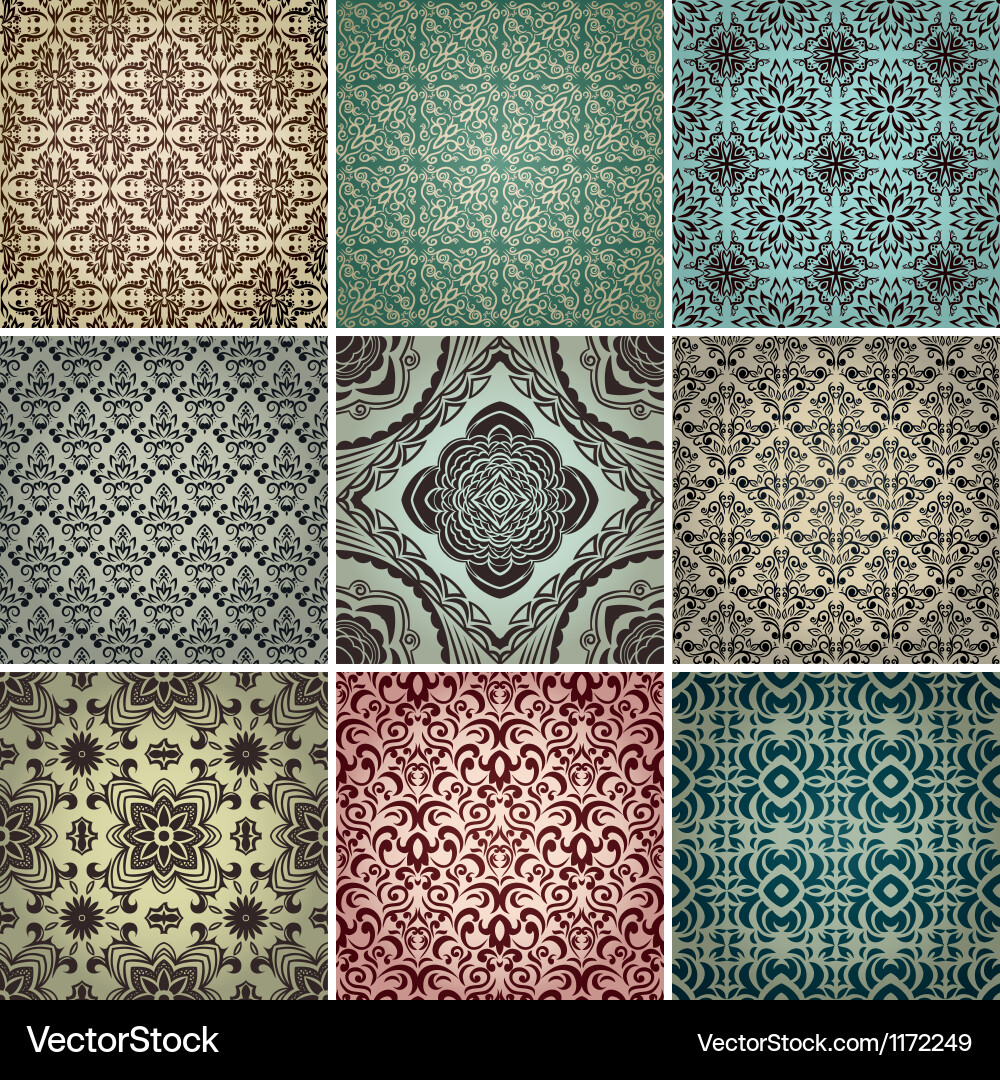 Seamless Retro Pattern Collection vector image