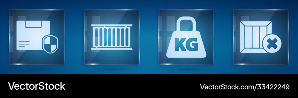 Set delivery security with shield container Vector Image