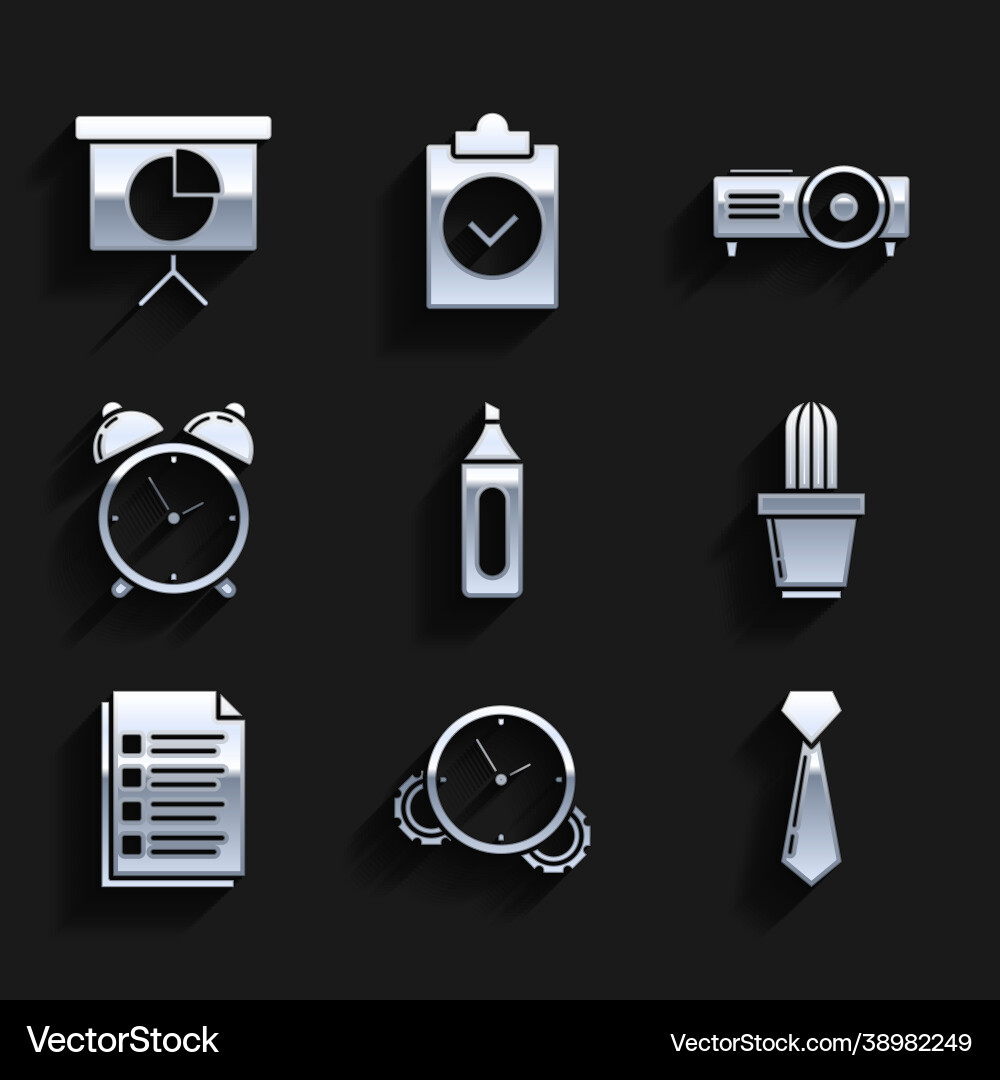 Set marker pen file document alarm clock Set marker pen file document alarm clock vector image