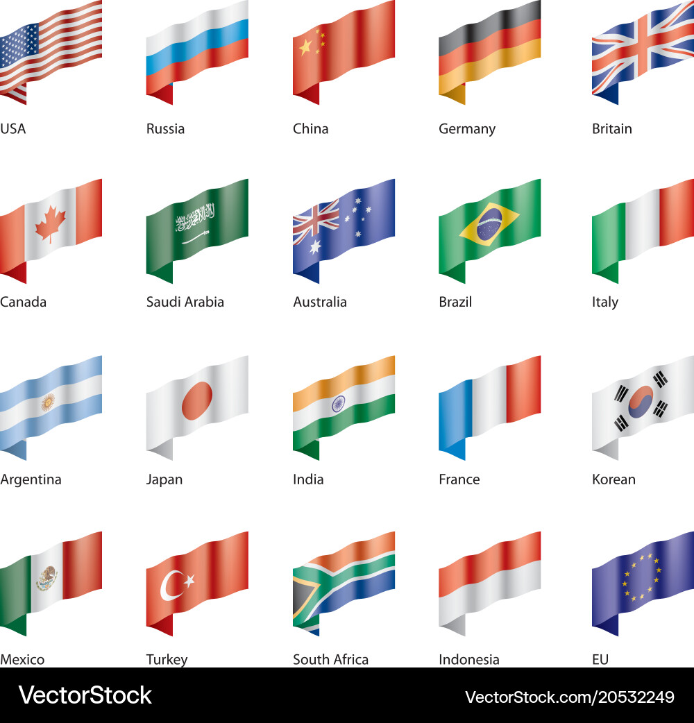 Set of flags the g20 vector image