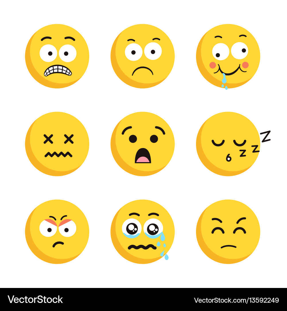 Set von traurig lächelnden Emoticon Gesichtern Set von traurig lächelnden Emoticon Gesichtern vektorbild