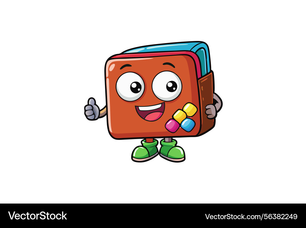 Smiling animated wallet with bright colorful Vector Image