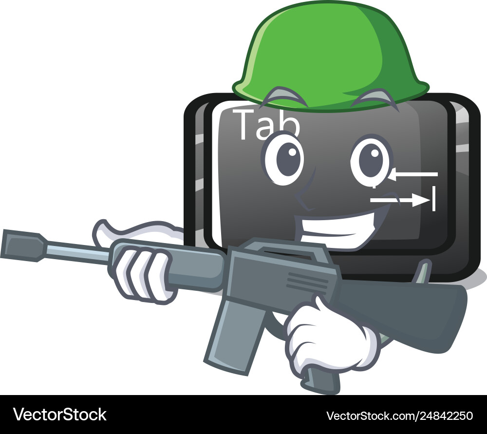 Armee-Tab-Taste installiert auf Computerzeichen Armee-Tab-Taste installiert auf Computerzeichen vektorbild