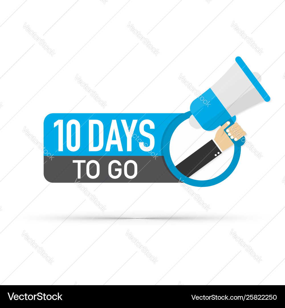 Countdown Timer: 10 Days to Go vector image