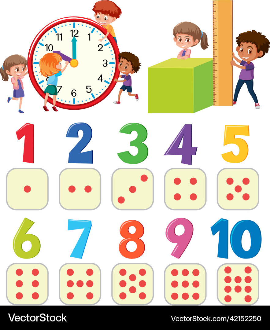 Counting number 0 to 9 and math symbols Vector Image