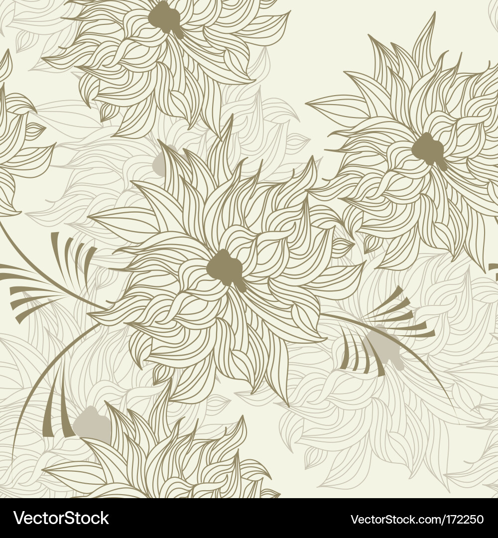 Floral Seamless Wallpaper Vector Image