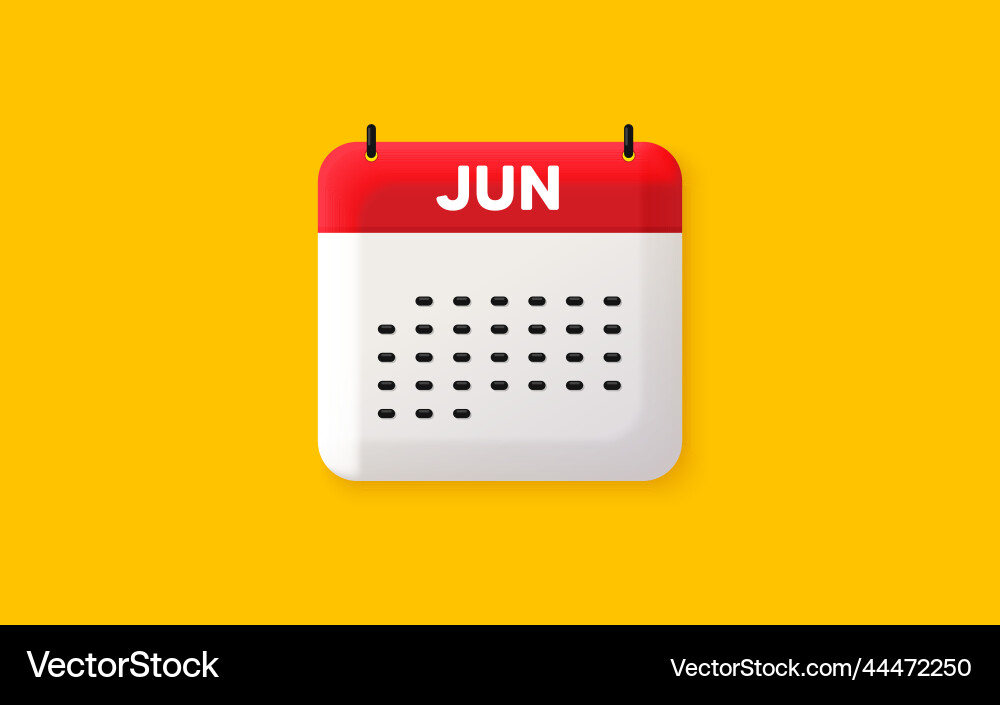 June month icon event schedule jun date calendar vector image