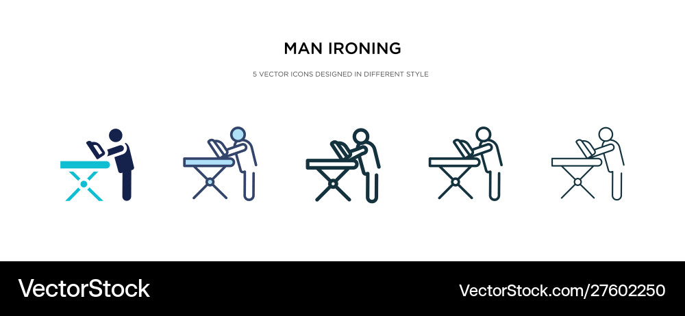 Man ironing icon in different style two colored Man ironing icon in different style two colored vector image