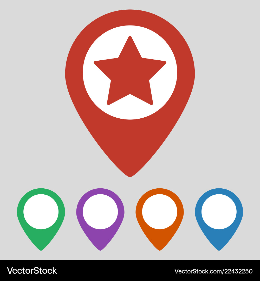 Map pointer with star icon on grey background Map pointer with star icon on grey background vector image