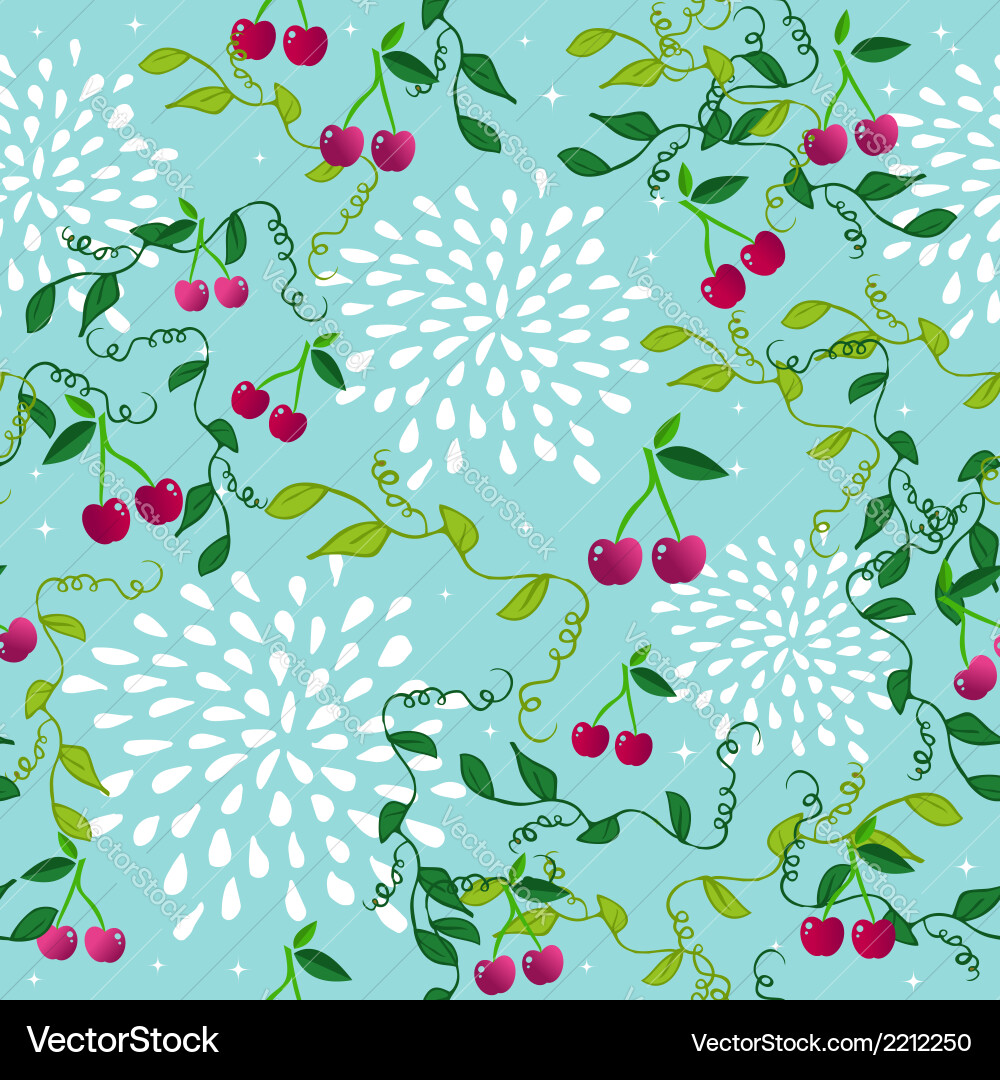 Seamless pattern with cherry vector image