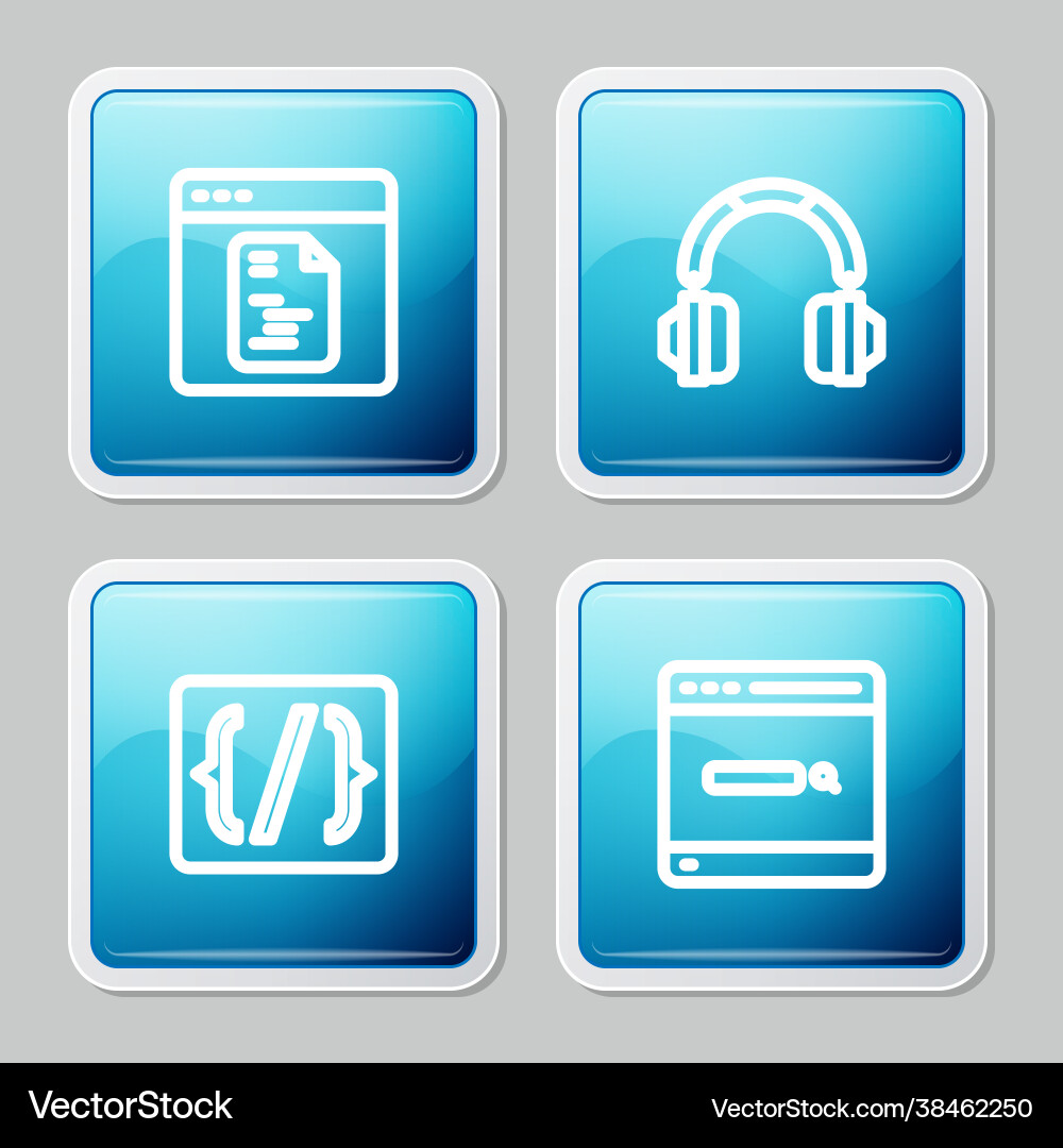 Set line software headphones programming Set line software headphones programming vector image