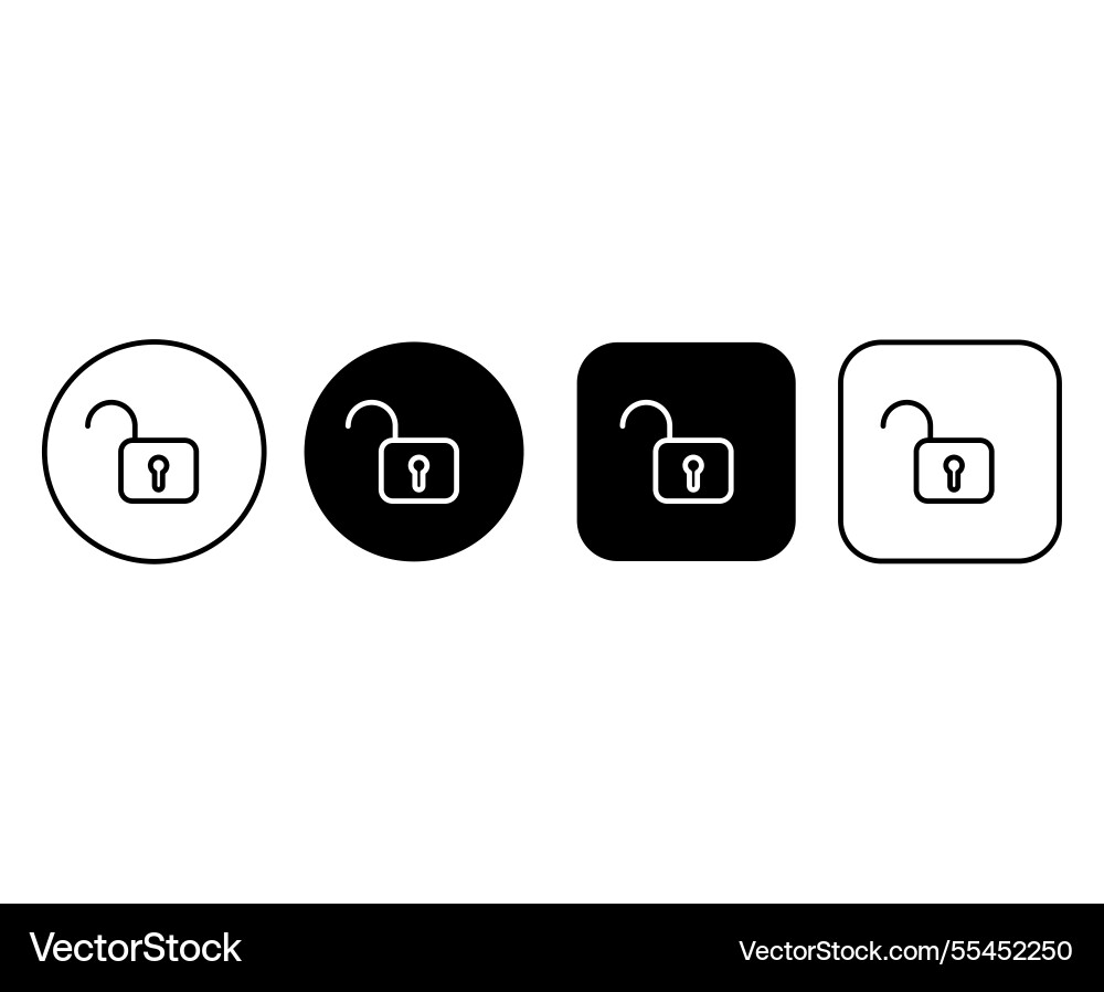 Set of opened padlock icons buttons for web lock Set of opened padlock icons buttons for web lock vector image