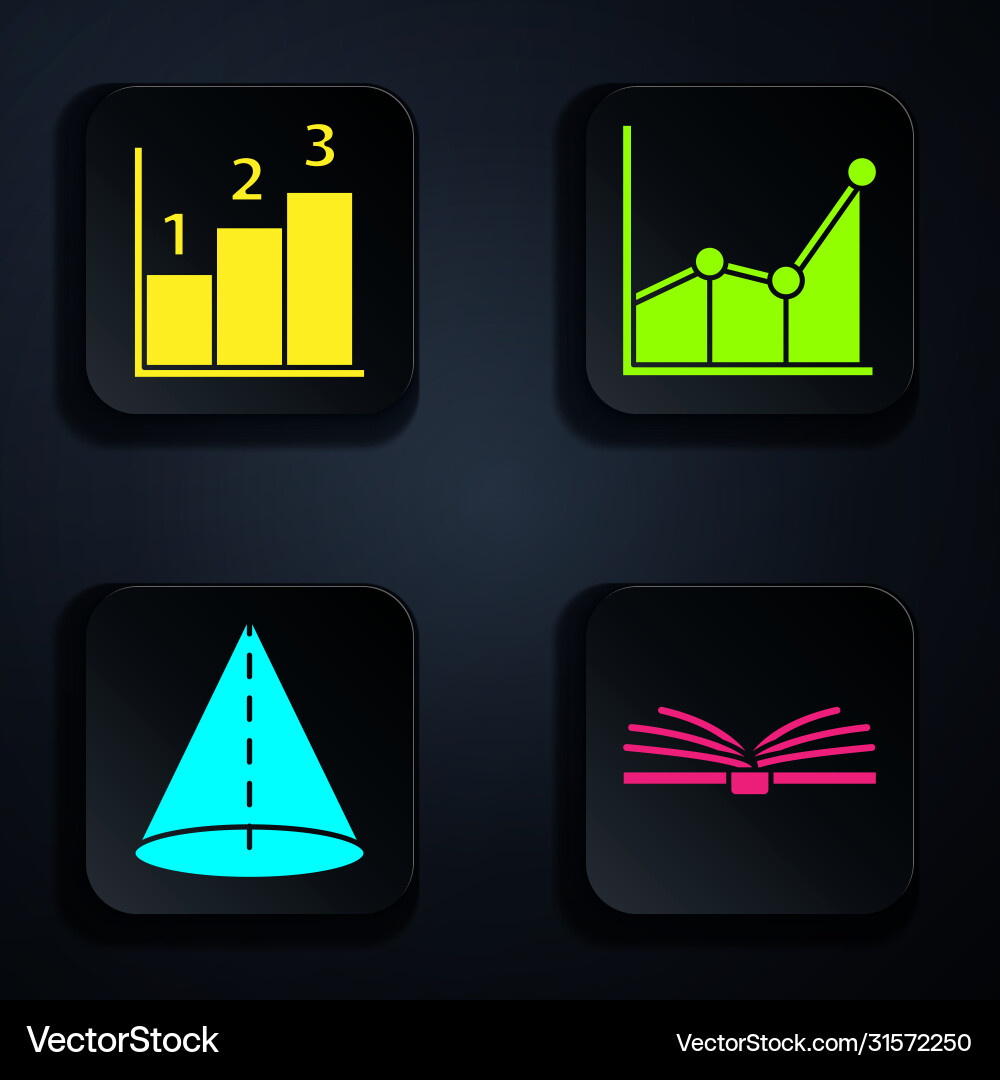 Set open book graph schedule chart diagram vector image