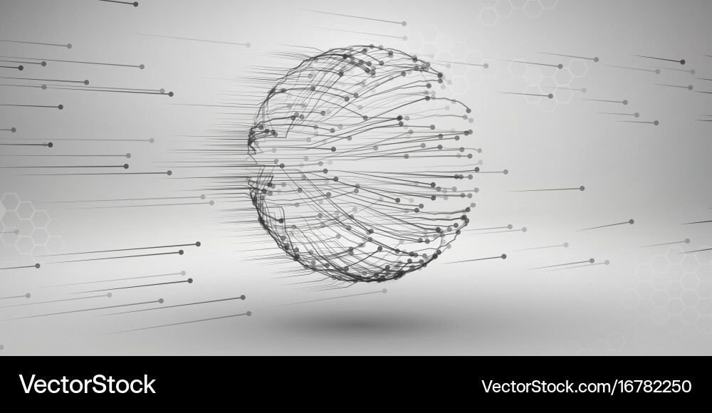 Sphere with connected lines and dots wireframe vector image