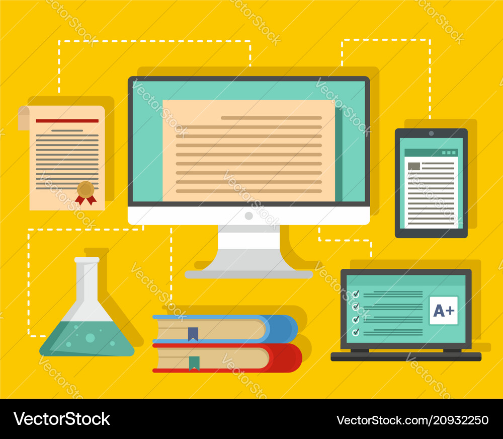 Type of learning background flat style Type of learning background flat style vector image