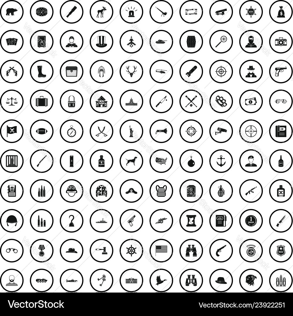 100 bullet icons set simple style 100 bullet icons set simple style vector image