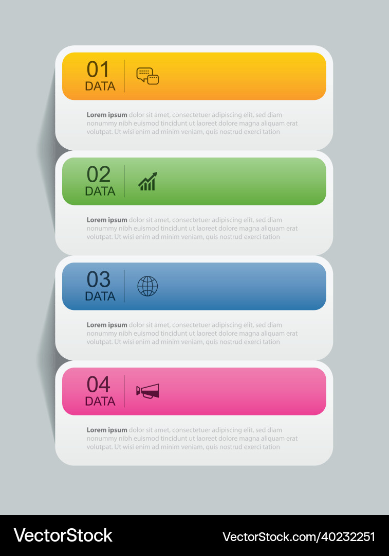 4 data infographics tab paper index template 4 data infographics tab paper index template Vector Image