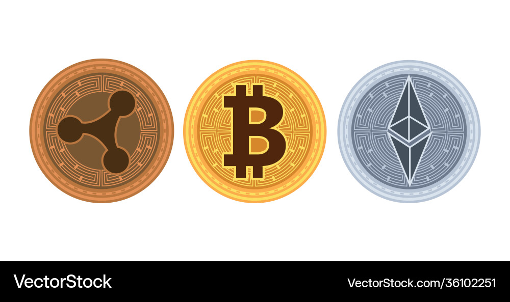 Cyber Coins Blockchain Set Vector Image